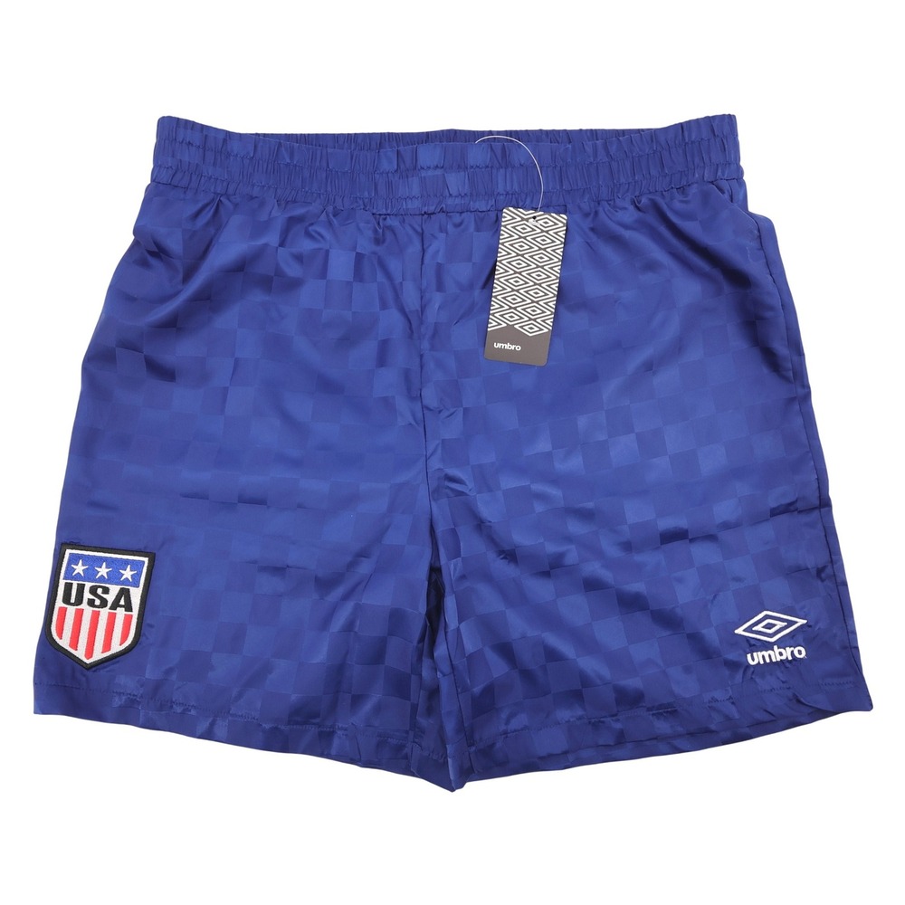NEW Umbro USA Soccer Jacquard Checkered Shorts Blue Mens Medium